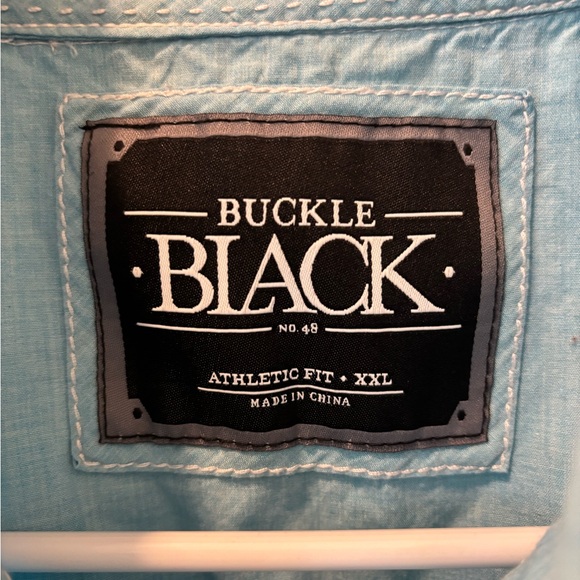 Buckle Black Turquoise Button-Up Shirt‎ - Picture 2 of 4
